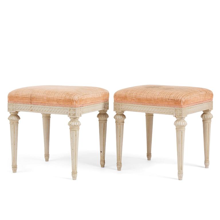 A pair of Gustavian stools by E. Holm (master in Stockholm 1779-1814).