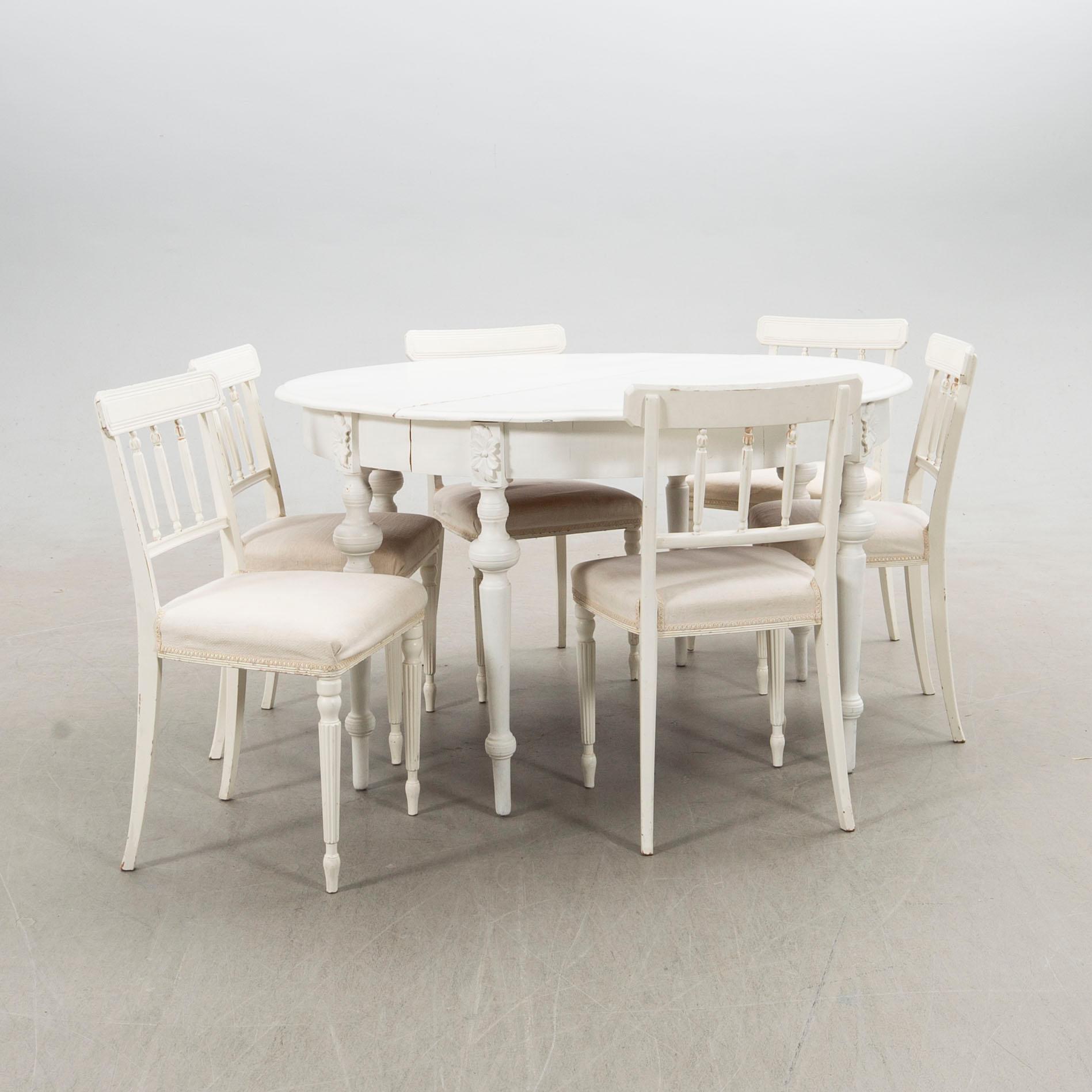 Dining group, 7 pieces, Gustavian style, late 20th century.
