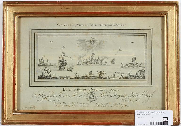 JEAN JACQUES VON BILANG, graverad av Fredrik Akrel, sent 1700-tal.