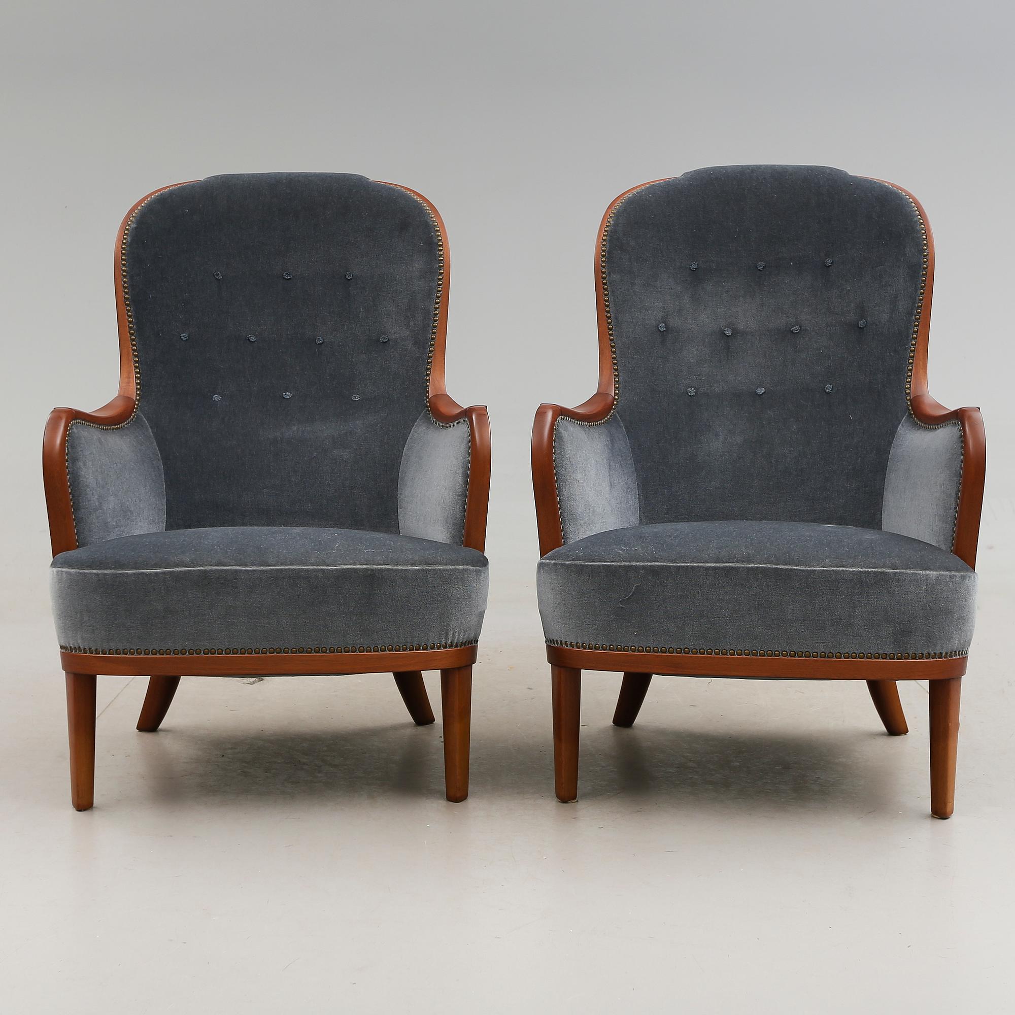 FÅTÖLJER, 1 par, "Advokaten", Carl Malmsten, 1900-talets andra hälft.