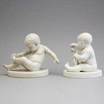 FIGURER, två st, parian, Gustafsberg 1900 och 1910.