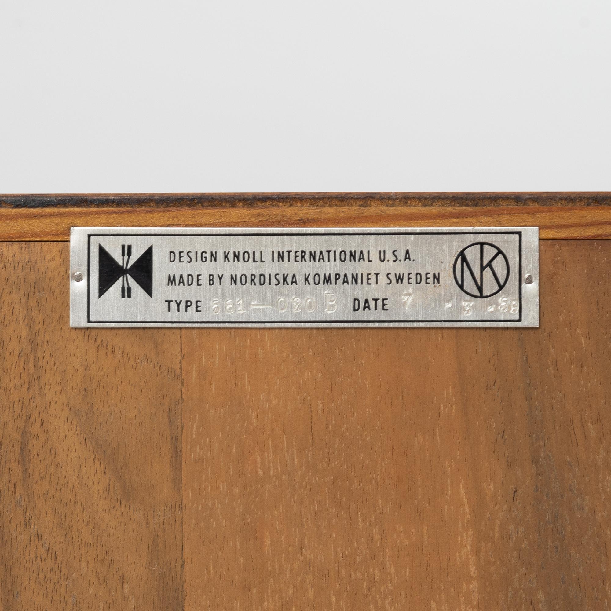 Florence Knoll, a sideboard with book cases, Knoll International, license manufactured by Nordiska Kompaniet, 1959.