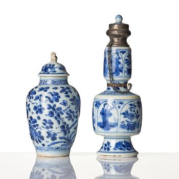 A group of four blue and white miniatures, Qing dynasty, Kangxi (1662-1722).