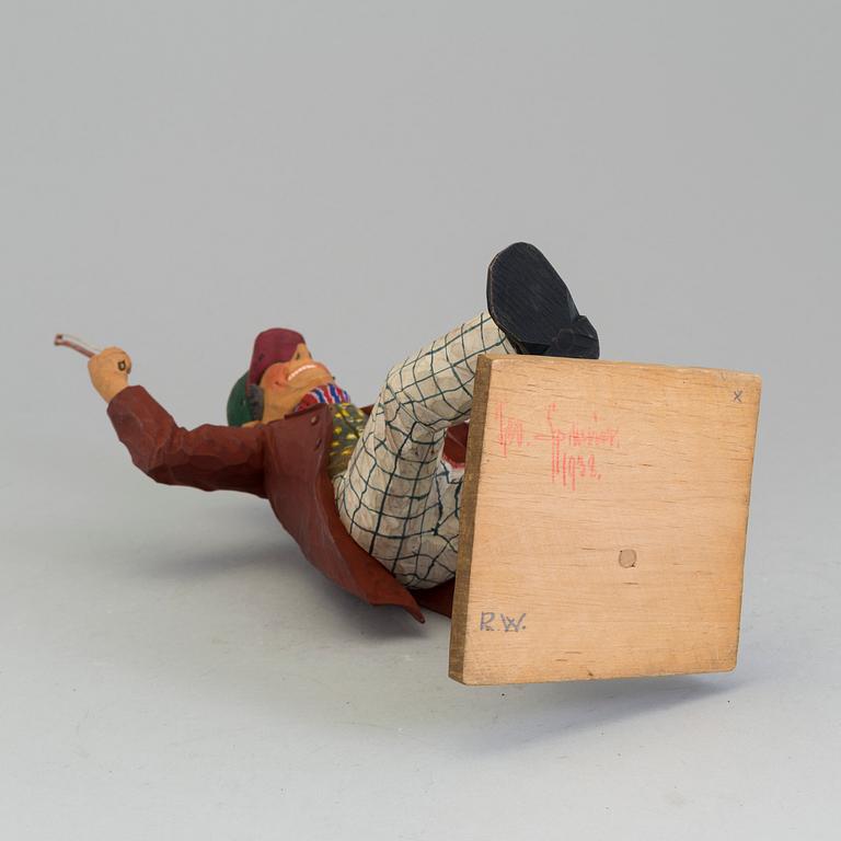 HERMAN ROSELL, a painted wood sculpture signed and dated 1938.