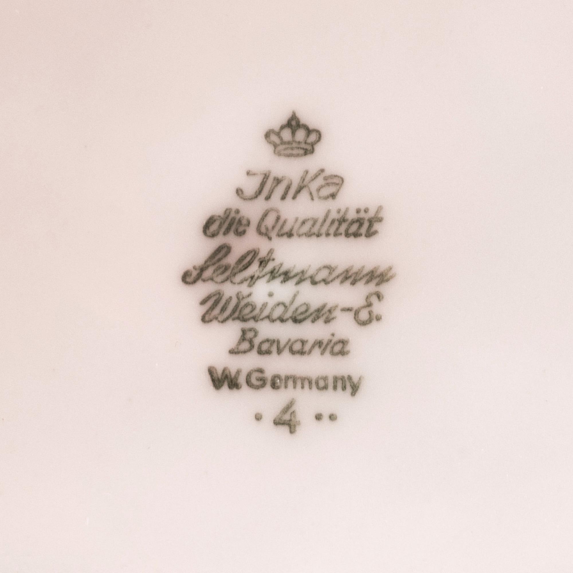 TALLRIKAR, 12 st, porslin, Inka Seltmann Weiden Bavaria, Tyskland.