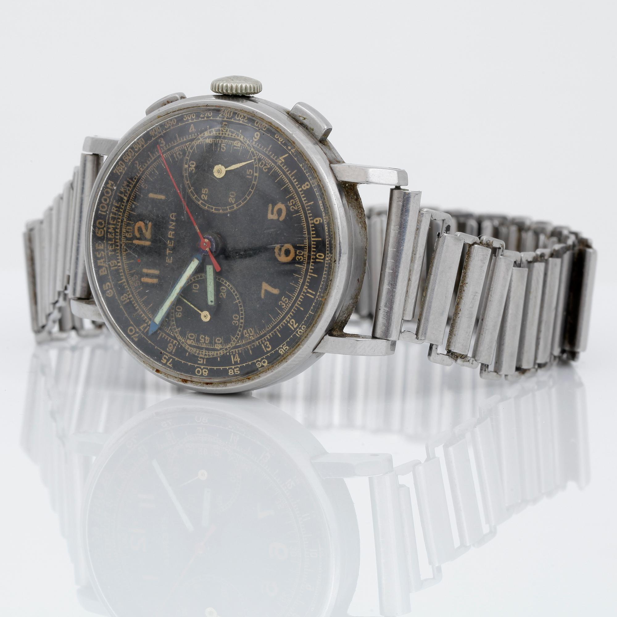 ARMBANDSUR, herr, Eterna "Telemetre", 1940-tal.