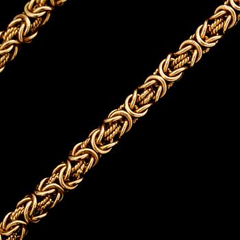 HALSKEDJA, 18 k guld, kungslänk. Total vikt ca 100 g.