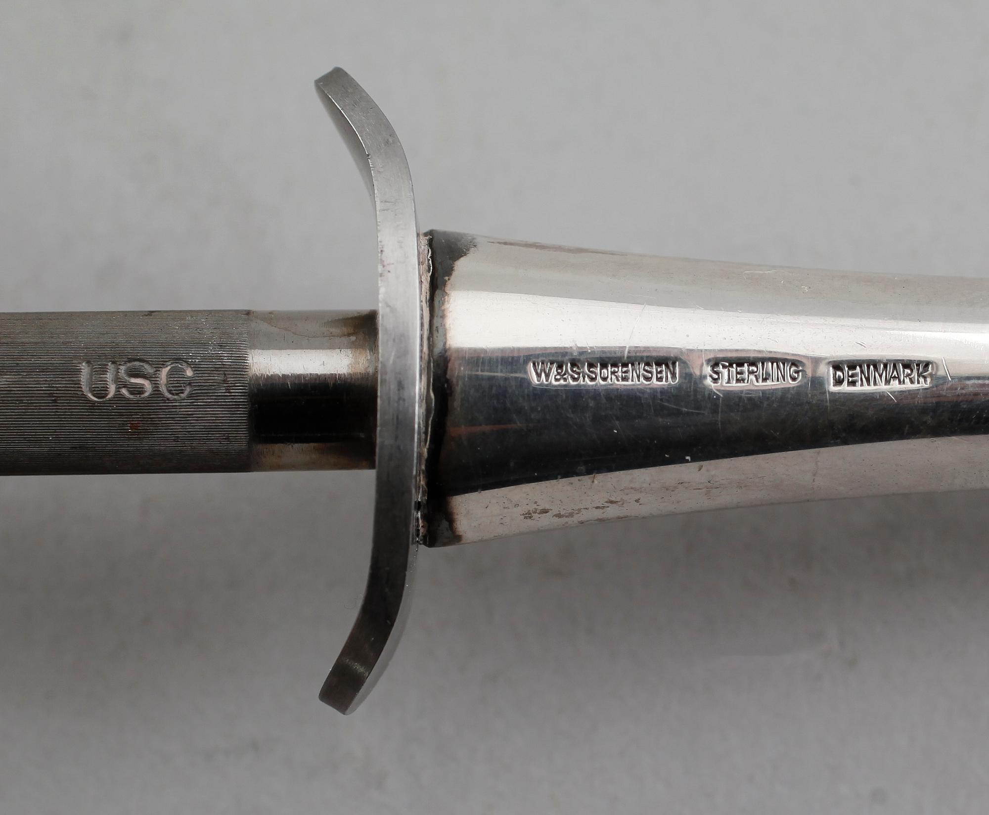 TRANCHERBESTICK, 3 delar, silverskaft, W&S Sörensen, Danmark.