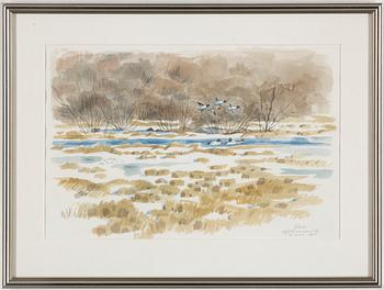 GUNNAR BRUSEWITZ, watercolour, signed and dated 28 mars -94.