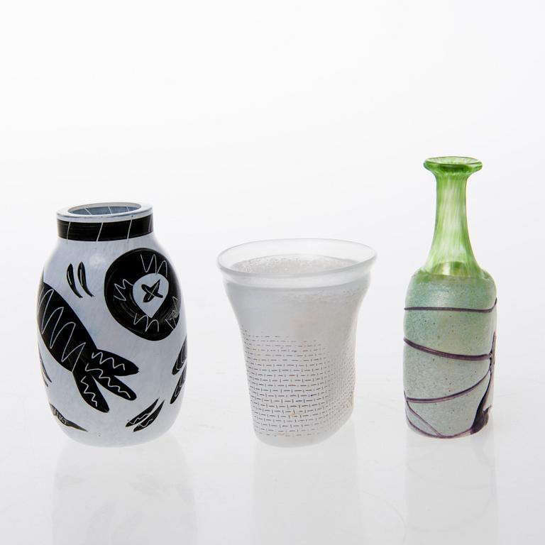 KOSTA BODA, PARTI DIVERSE GLAS, 5 delar, glas, Kosta Boda Sverige, 1900-talets slut.