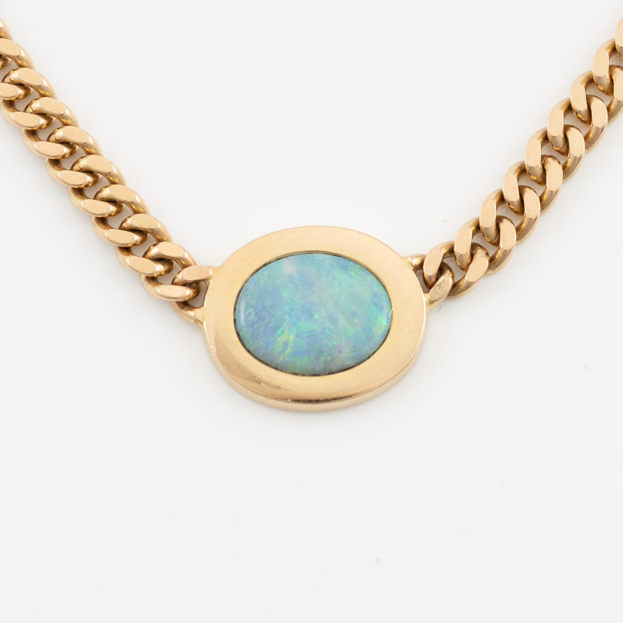 Gaudy, necklace, 18K gold and opal.
