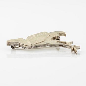Wiwen Nilsson, a brooch, sterling silver, in the form of roosters, Lund 1959.