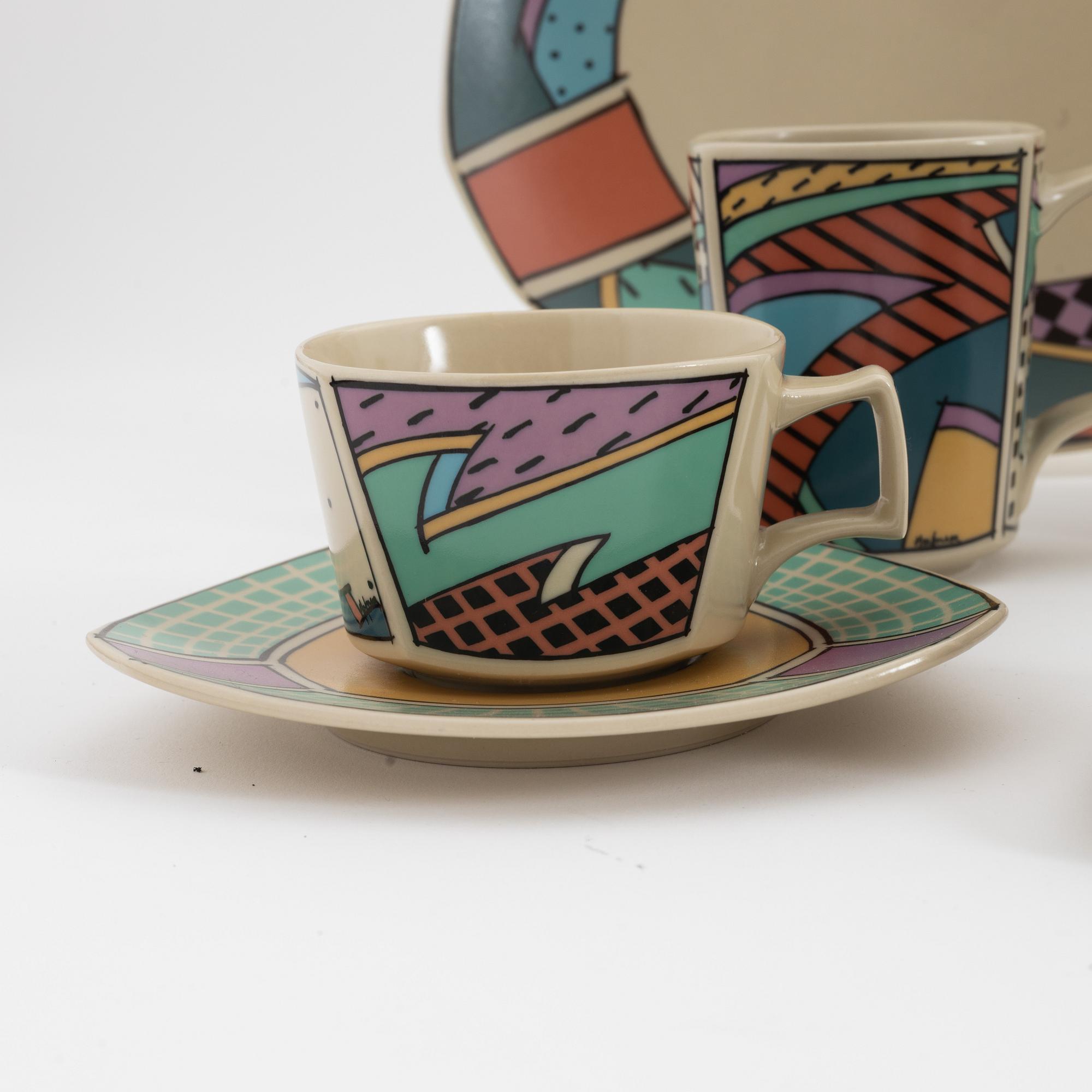 Dorothy Hafner, kaffeservis, keramik, 28 delar, 'Flash', Rosenthal Studio-line, 1980-tal.
