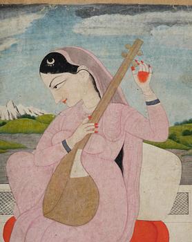 Three Moghul paintings/album leafs, 19th century and early 20th century.