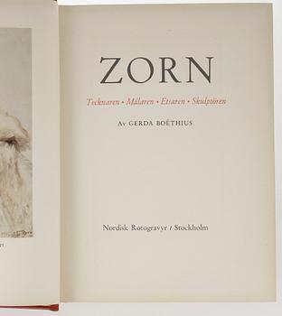 GERDA BOËTHIUS, Zorn, tecknaren, målaren, etsaren, skulptören. Numrerad 1905/2000, Stockholm 1949.