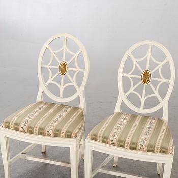 Four first half of the 20th century gustavian style chairs.