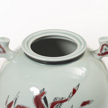 Thorkild Olsen, a porcelain urn with cover, Royal Copenhagen, Denmark, dated 1952.