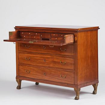 A late Gustavian mahogany writing commode in the manner of I. Löfgren, Stockholm circa 1800.