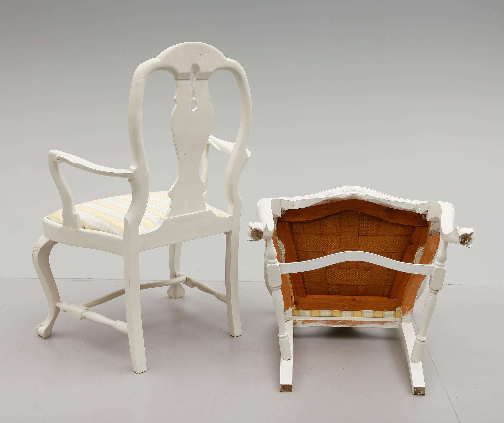 KARMSTOLAR, 1 par, rokokostil, 1900-talets första hälft.