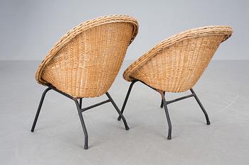 FÅTÖLJER, 2 stycken, 1950-tal, troligen NK.