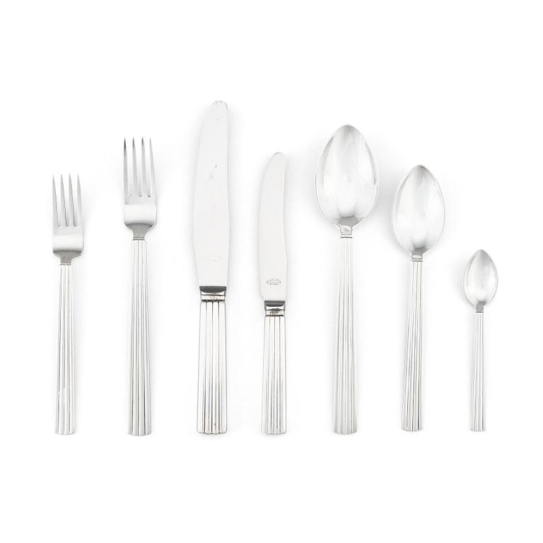 Sigvard Bernadotte, a set of 83 pcs of 'Bernadotte' sterling and stainless steel flatware, Georg Jensen & Wendel, Copenhagen 1945-51, -1977.