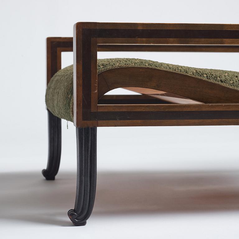 Carl Hörvik, a pair of mahogany-stained birch lounge chairs, Swedish Grace 1920s.