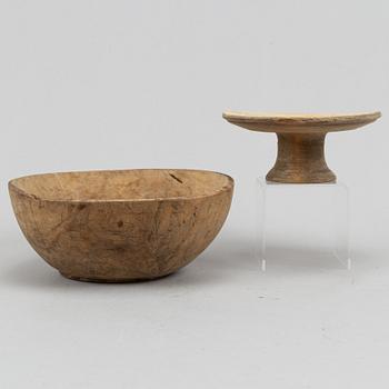 A Swedish wooden bowl and dish, 19th-20-th century.