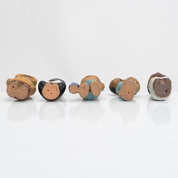 Lisa Larson, a set of five stoneware figurines, Gustavsberg. All signed.