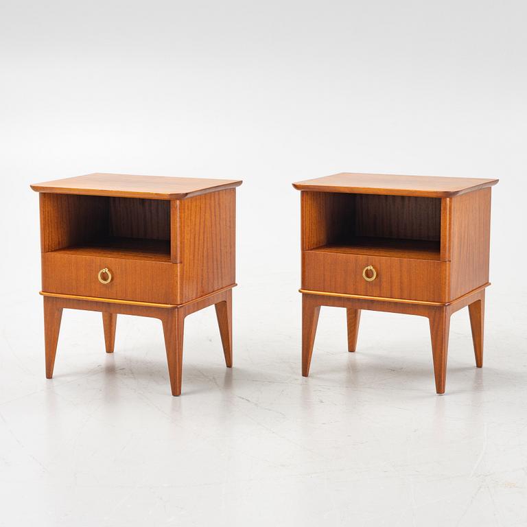 A pair of Swedish Modern bedside tables, Löfvings Möbelfabrik, SMI, Tibro, dated 1949.