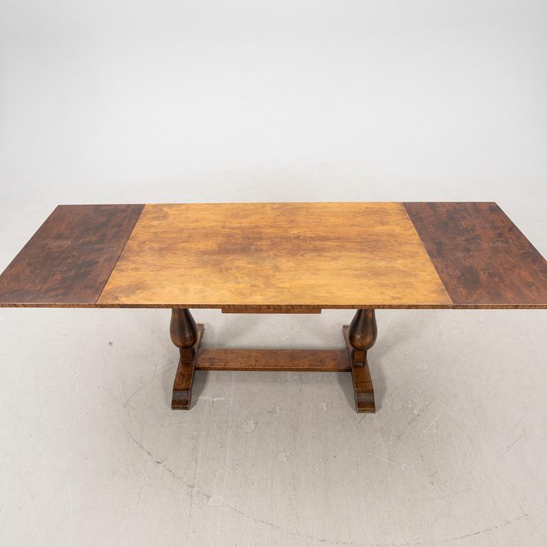 A 1940s birch dining table/library table.