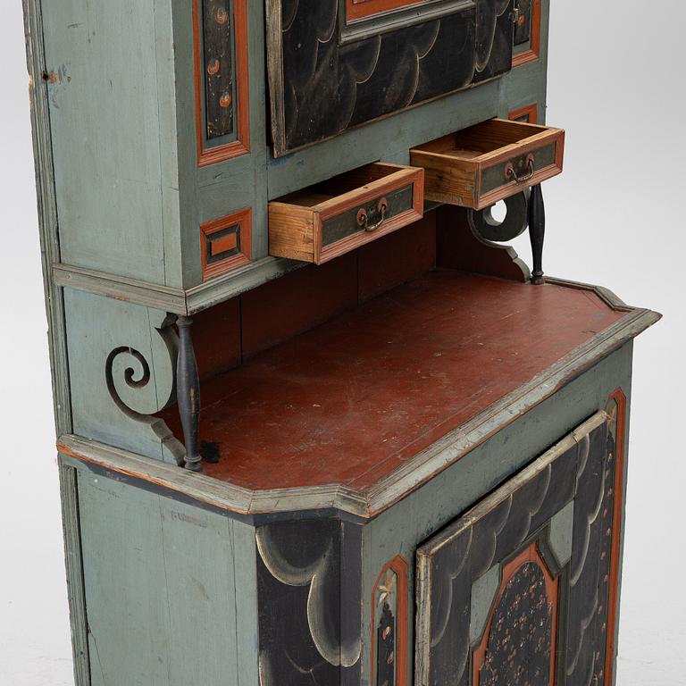 Corner cupboard, vernacular, Järvsö, circa 1800.