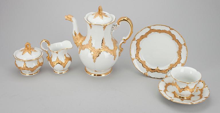 KAFFESERVIS, 15 delar, porslin, Meissen 1900-tal.