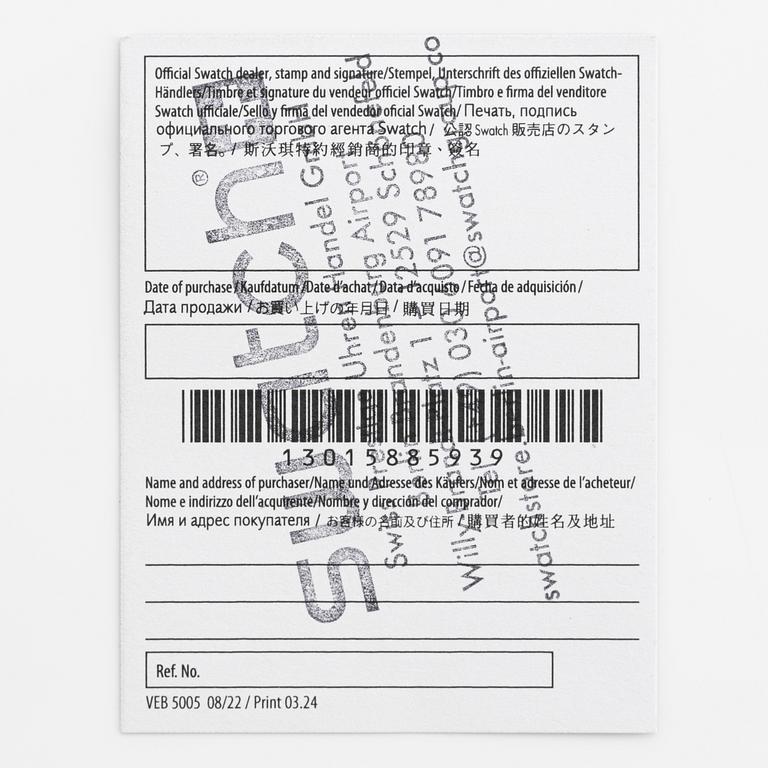 Omega/Swatch, MoonSwatch, Mission to the MoonPhase, "Snoopy", kronograf, armbandsur, 42 mm.