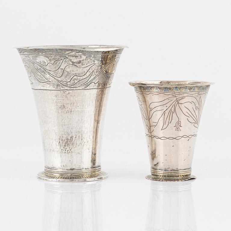 Two Swedish Silver Beakers, early 19th Century.