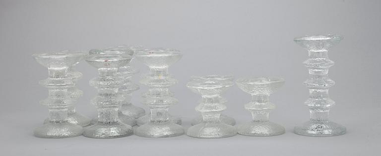 LJUSSTAKAR, 11 st, glas, "Festivo" design Timo Sarpaneva, Iittala, 1900-talets senare hälft.