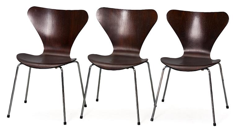 STOLAR, 6 st, "Sjuan", Arne Jacobsen, Fritz Hansen, Danmark 1982.
