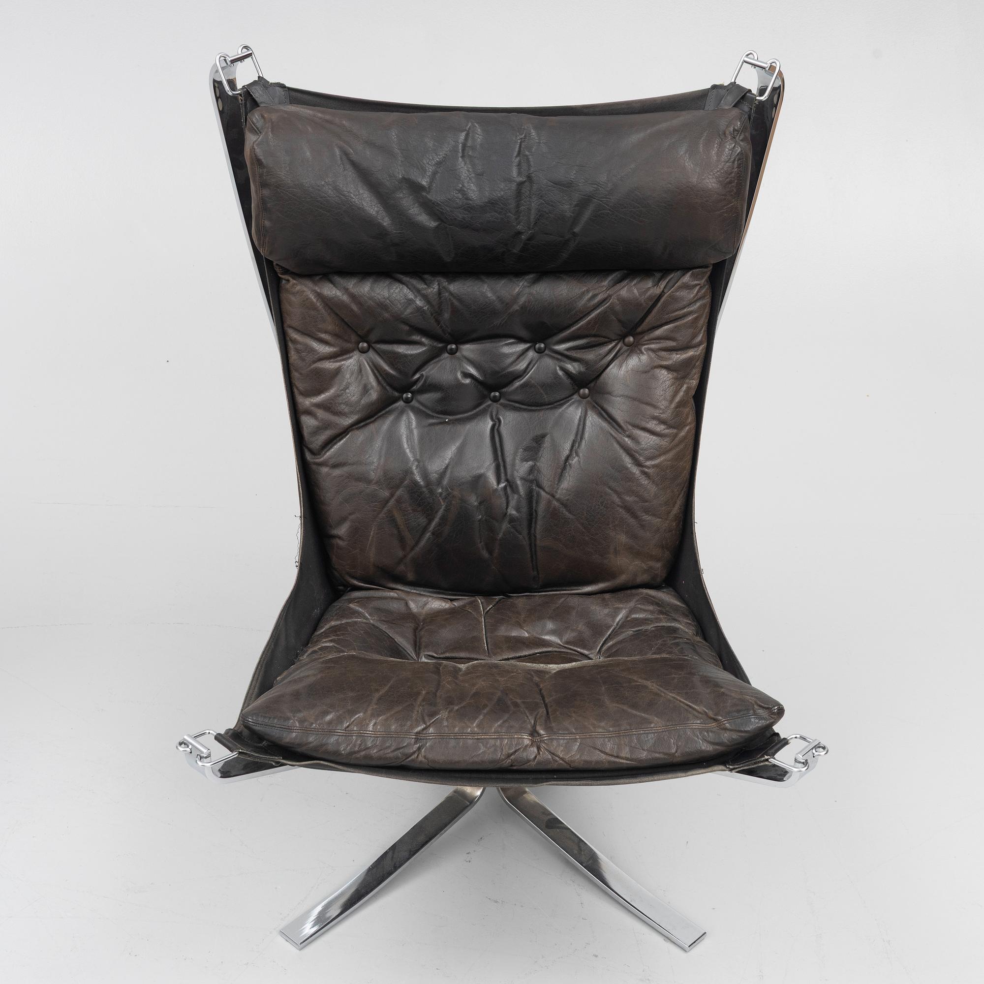Sigurd Ressel, fåtöljer, ett par, "Falcon chair", Vatne Möbler, Norge, 1970-tal.