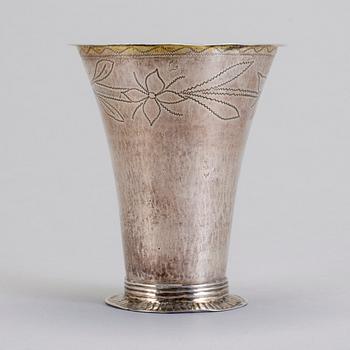 BÄGARE, silver, Anders Hjulström (1784-1816), Köping, 1796. Vikt 84 g.