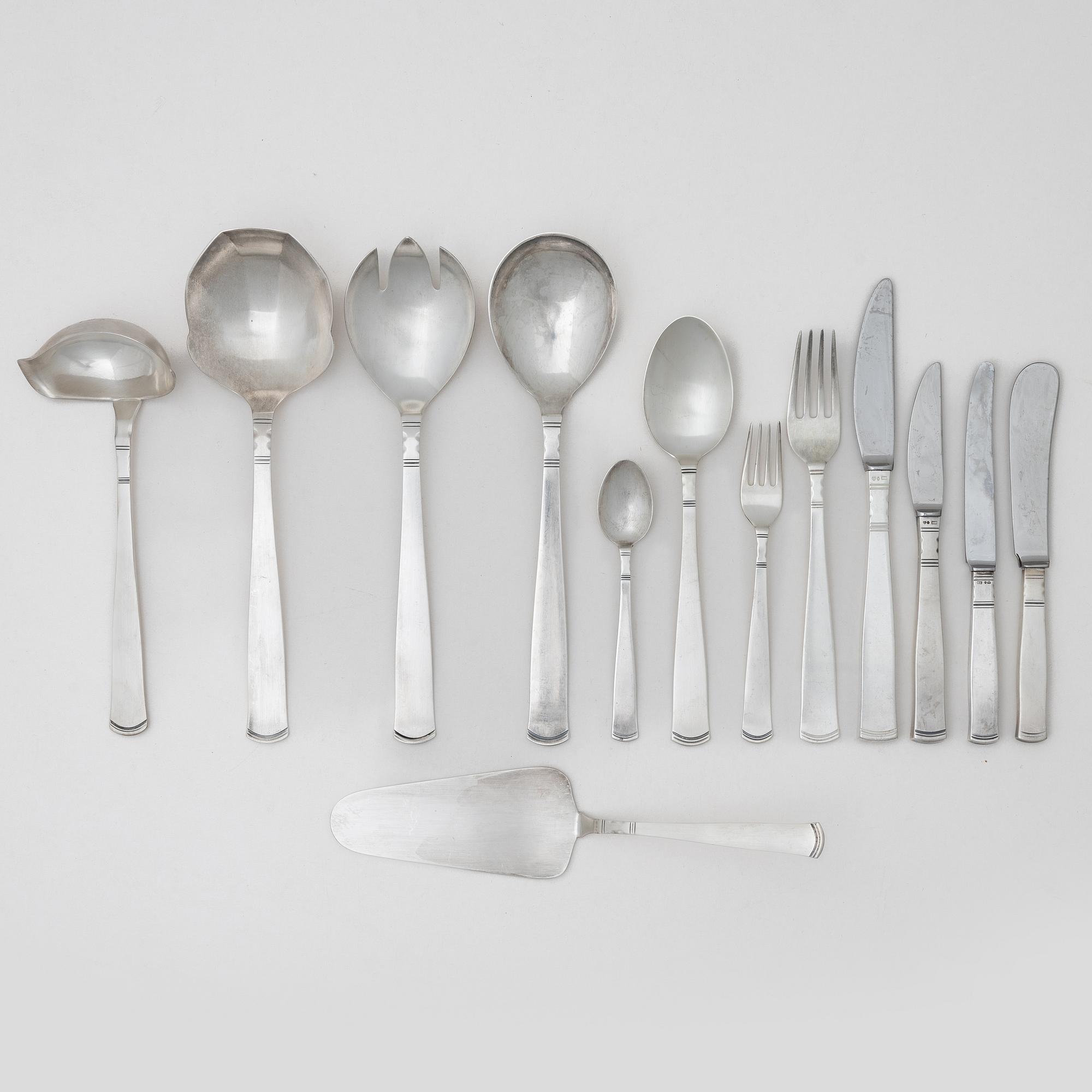 Jacob Ängman, bestickservis, 79 delar, silver, "Rosenholm" GAB, Eskilstuna, 1951-1990.