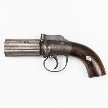 A Six-Shot Percussion Pepperbox Revolver, first half of 19th Century.