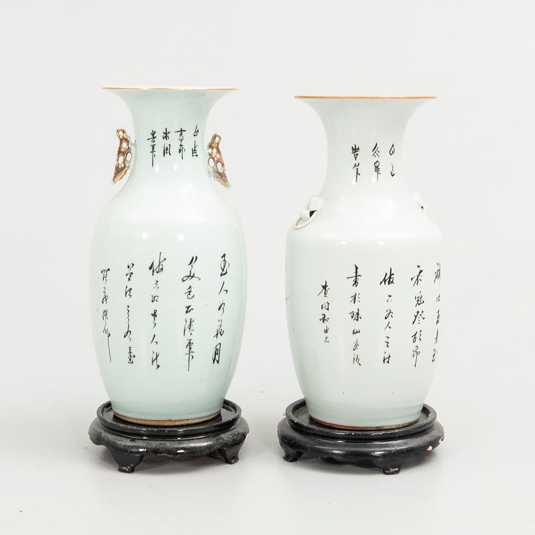 Floor vases, 2 pcs, porcelain, China, 20th century.