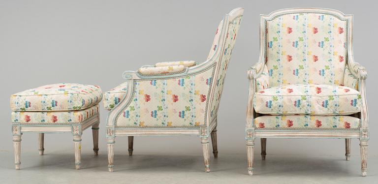 BERGERER, ett par, samt PALL, Louis XVI-stil, 1800/1900-tal.