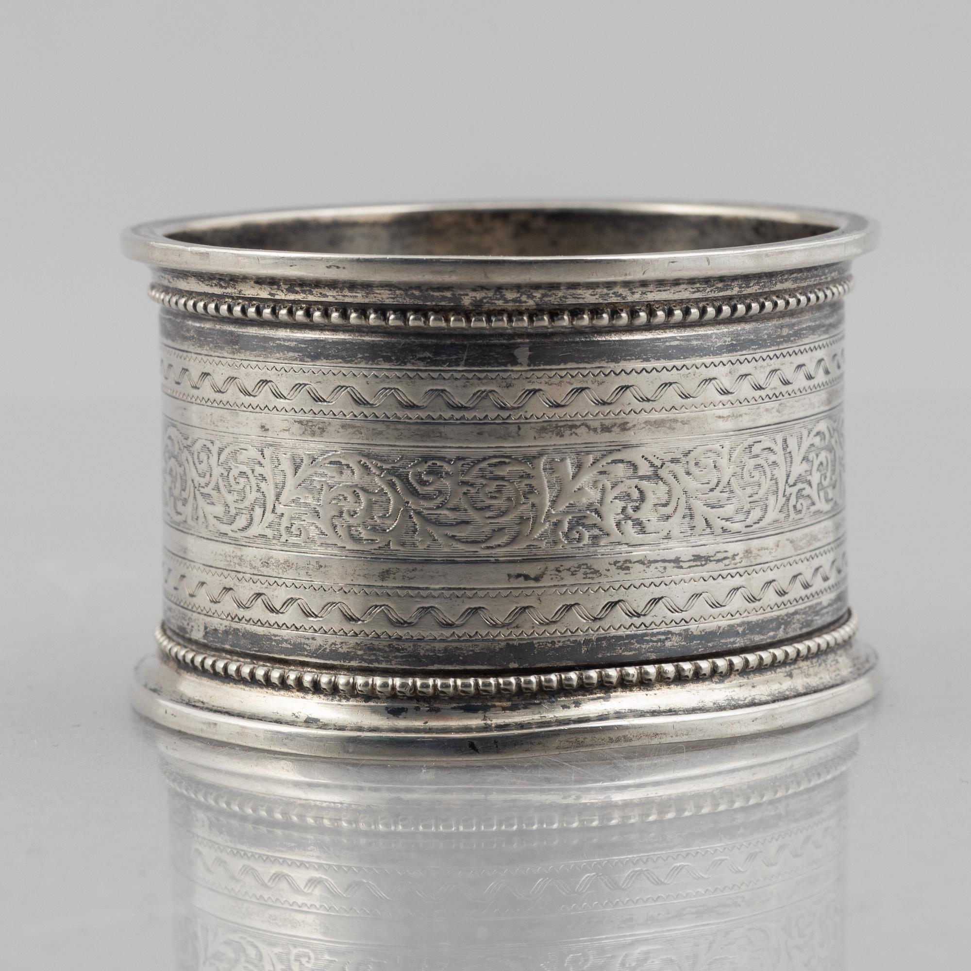 A collection of silver napkin rings, mostly England, Denmark (46 pieces).