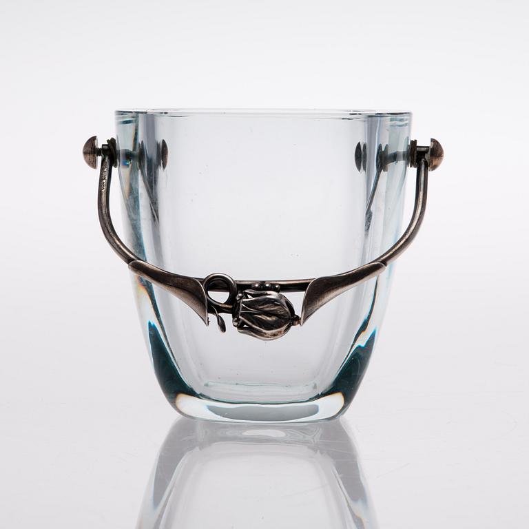 A 1960s DANISH GLASS AND STERLING SILVER ICE BUCKET, marks of DGH, Dansk Guldsmede Håndvark, Copenhagen.