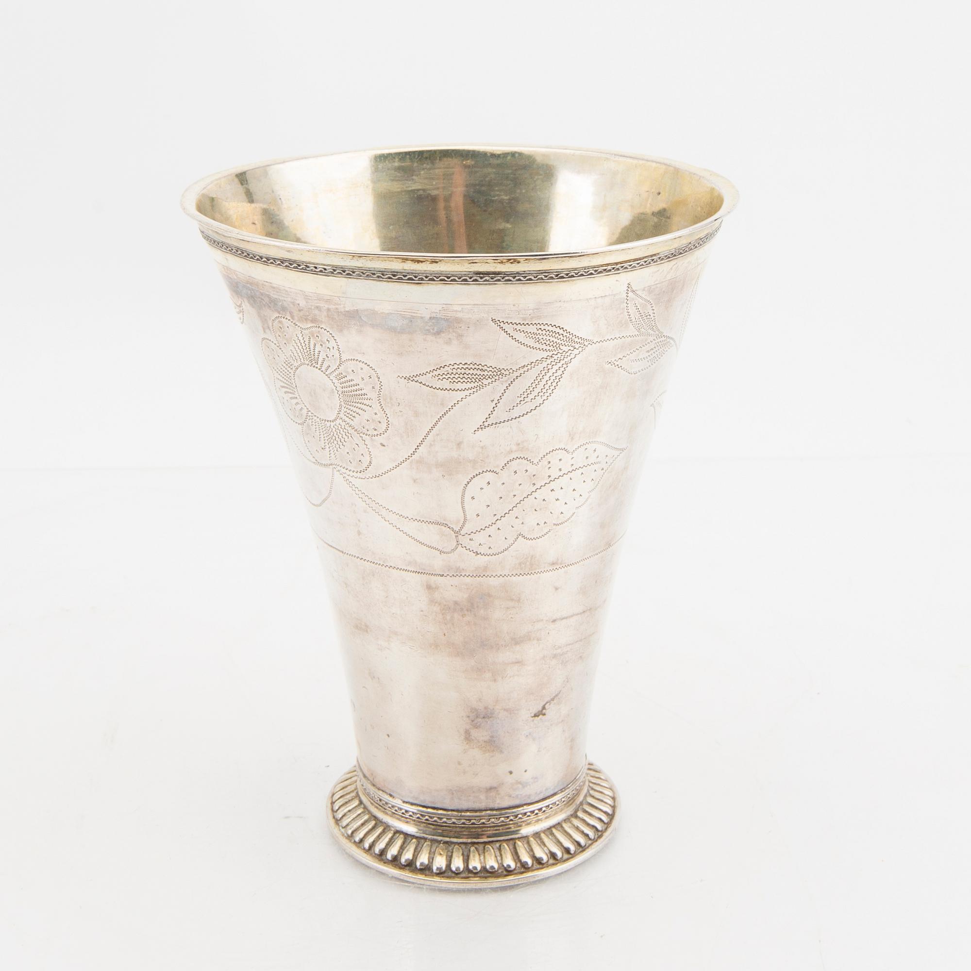 A Swedish 18th century sivler beaker mark of Jacob Möller Malmö 1796 weight 236 grams.