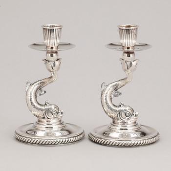 LJUSSTAKAR, ett par, silver, möjligen Tyskland, 1900-tal.