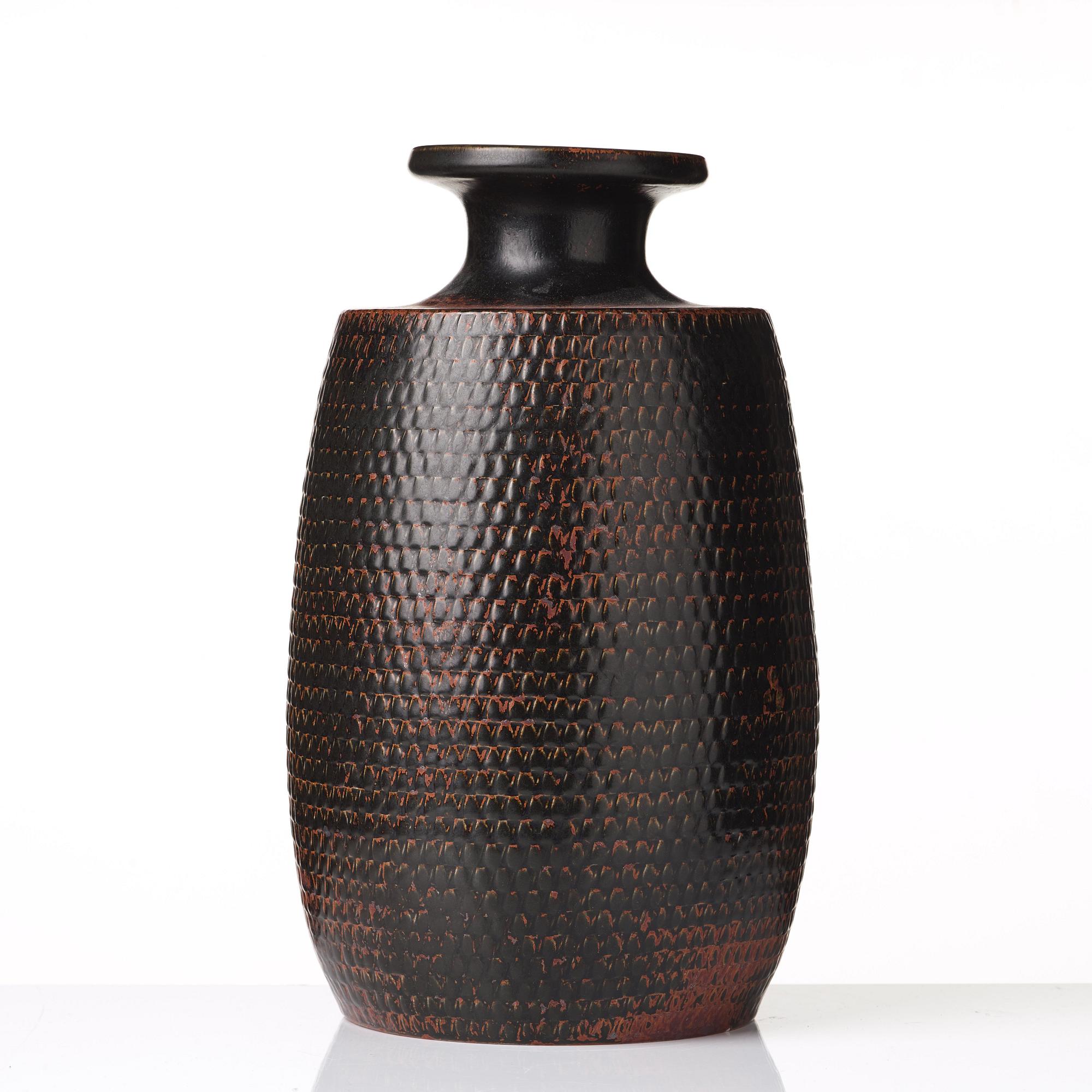 Stig Lindberg, a stoneware vase, Gustavsberg studio, Sweden 1965.