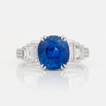 An unheated Ceylon sapphire and diamond ring.