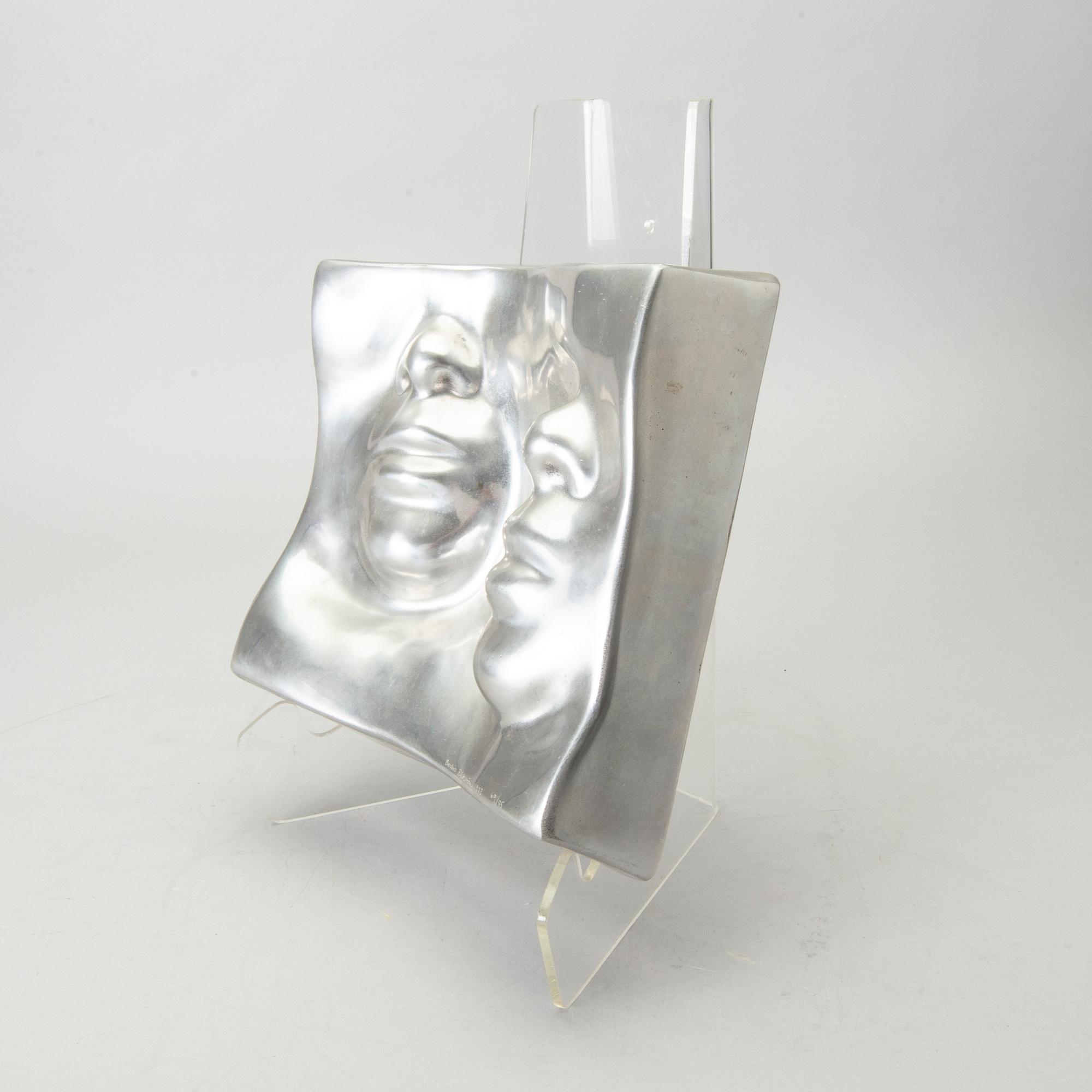 An Barbro Bäckström relief in aluminium. Signed and dated 60/75 1972.