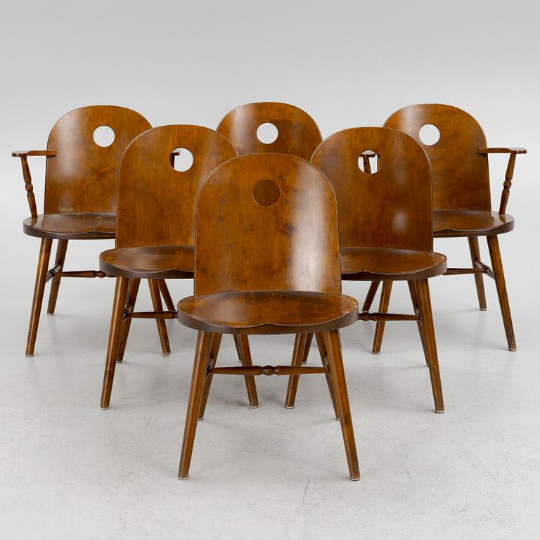 Uno Åhrén, four chairs and a pair of armchairs, model "203"/"Stockholm", Gemla, Diö, Sweden, 1930's.